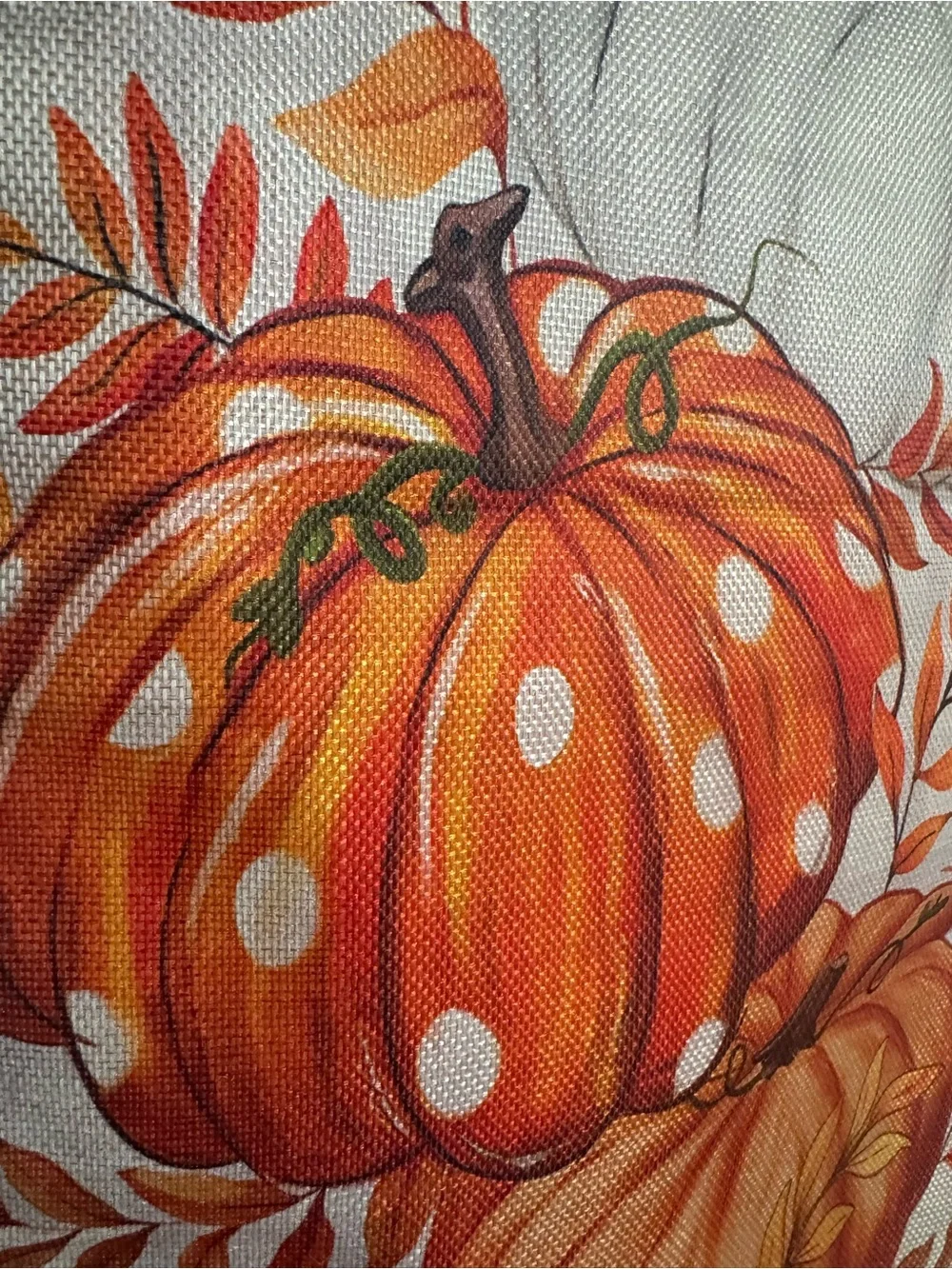 NWT Orange & White Pumpkin Table Linen, Fall Table Runner, 13x48